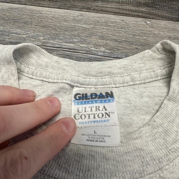 Vintage 90s Y2K Caution Radioactive Rontgen Rad Tech Humor Grey Mens L Funny Tee - Picture 5 of 10